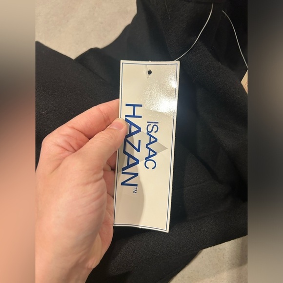 Isaac Hazan Midi Skirt Wool Women’s 10 Black Side Slit Zipper Button - Picture 4 of 12